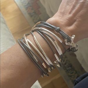 Liszt James Leather + Sterling Silver wrap cuff